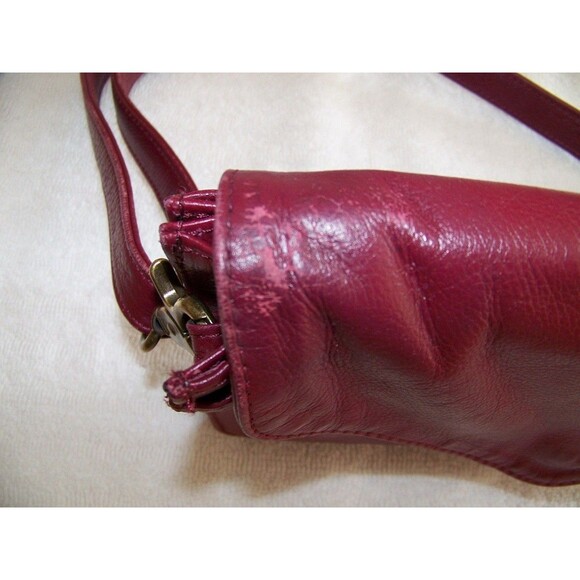 Leather Crossbody Wallet Purse Wristlet Burgundy Convertible Bag Removable Strap - Picture 13 of 16